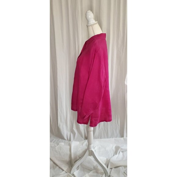Lauren Ralph Lauren 100% Linen Button Up Shirt Fuchsia Blouse 2XL Women’s Plus - Picture 3 of 16